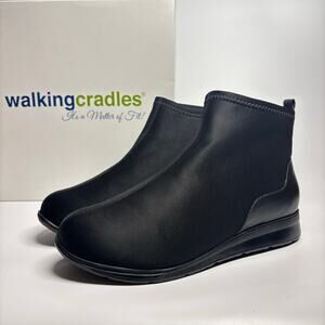 Walking Cradles Dalton Booties in Black Stretch Fabric (Extra Wide)
